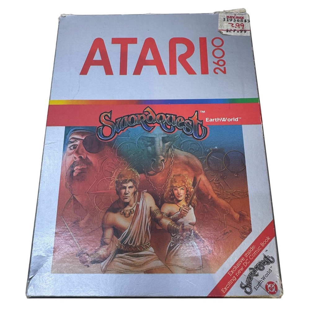 Atari 2600 Swordquest EarthWorld CX 2656 Video Game with Box Vintage 1982
